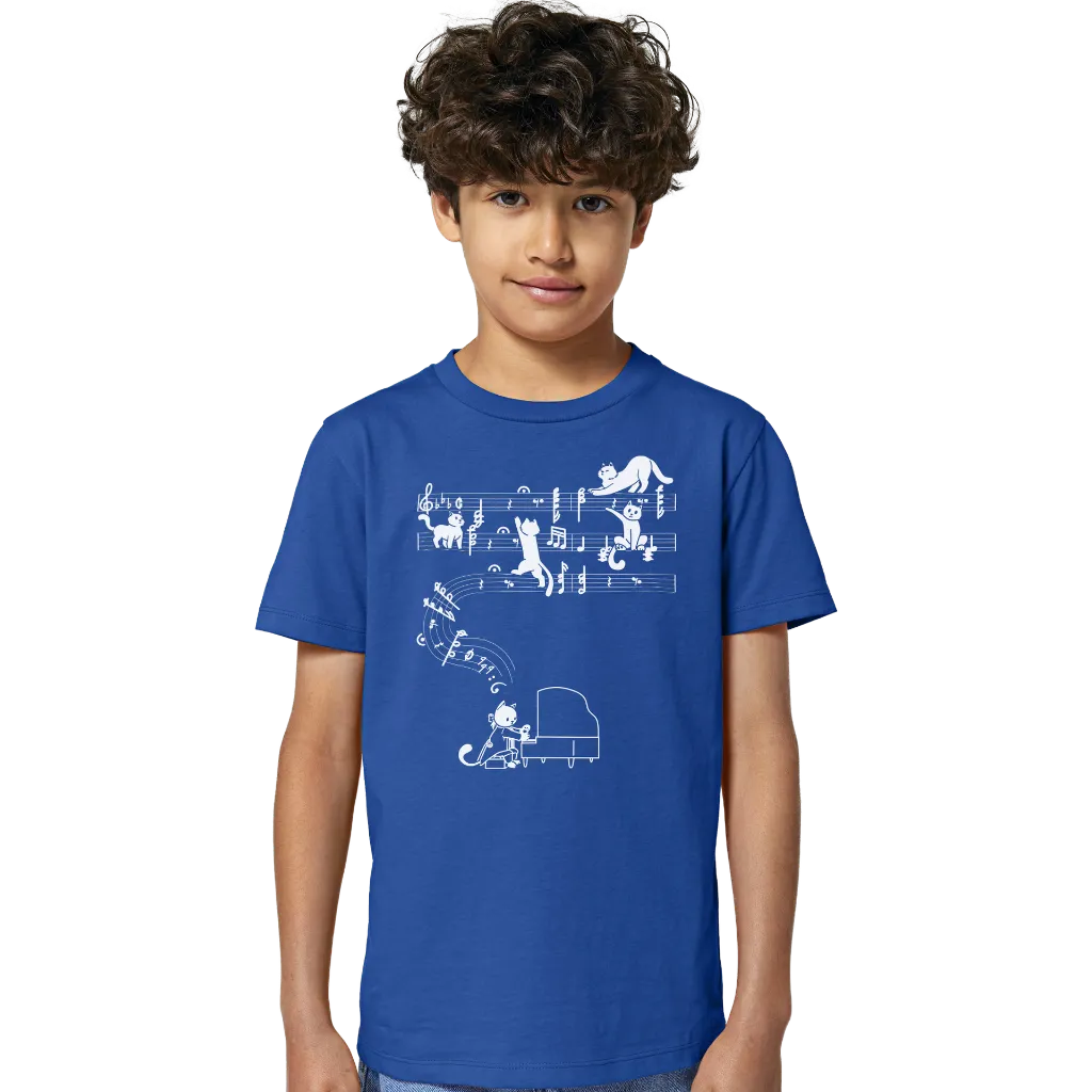 T-shirt Kids Blu Meowzart Fronte Bambino.webp