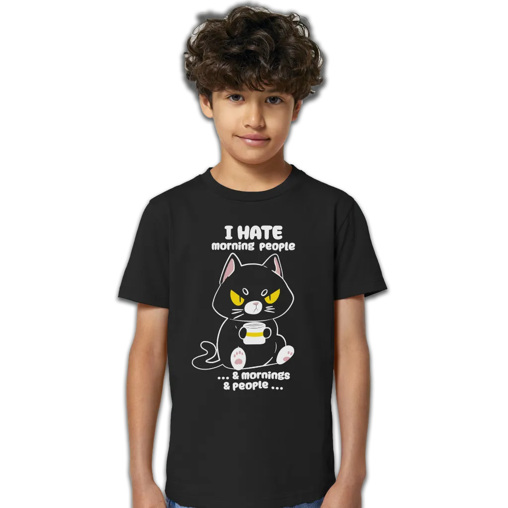 T-shirt Kids Nera Nina Wake Up Fronte Bambino.webp