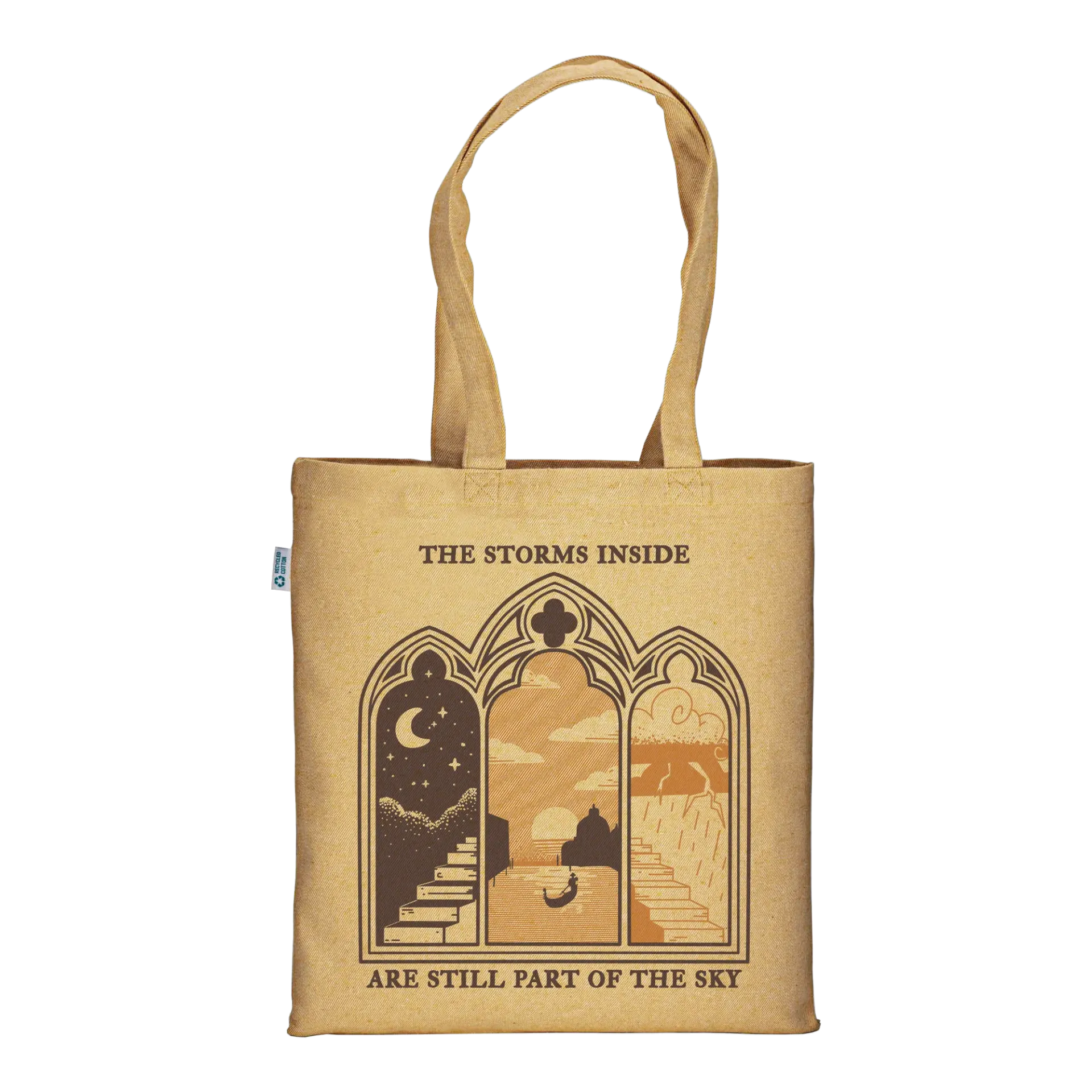 The Storms Inside: Tramonto - Borsa Tote Ocra