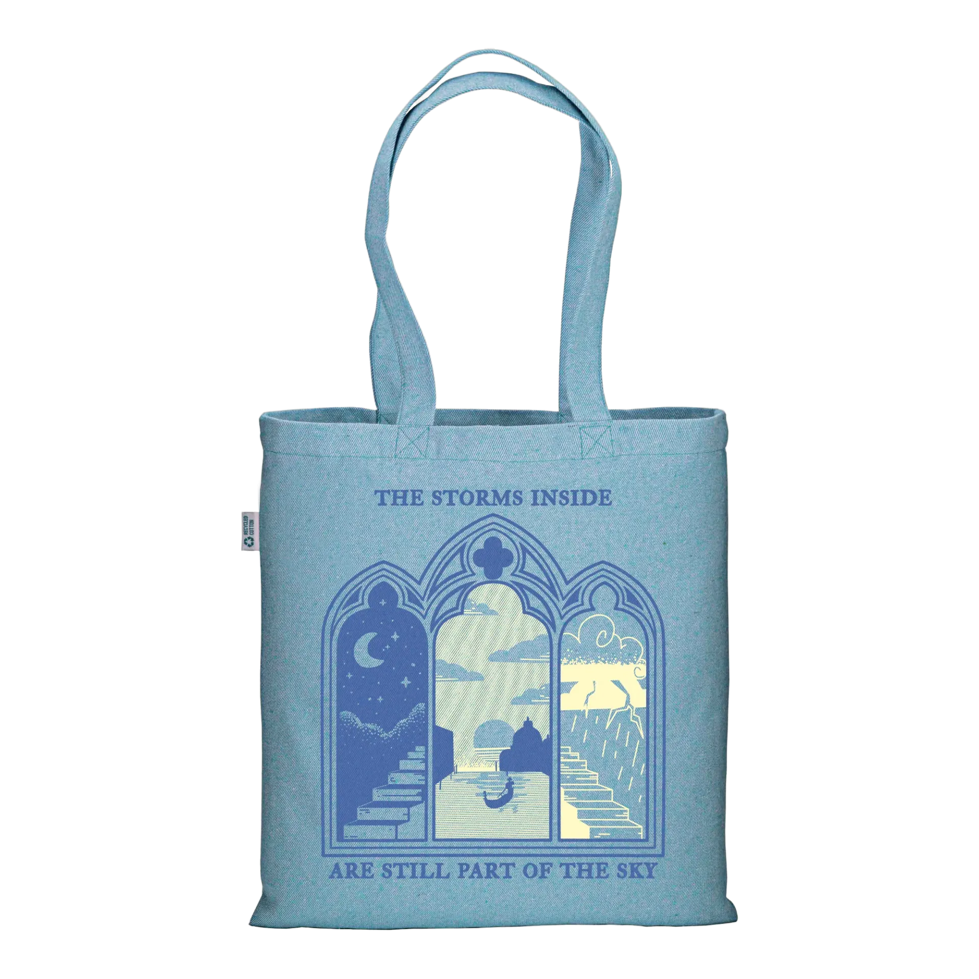 The Storms Inside: Alba - Borsa Tote Azzurro Melange