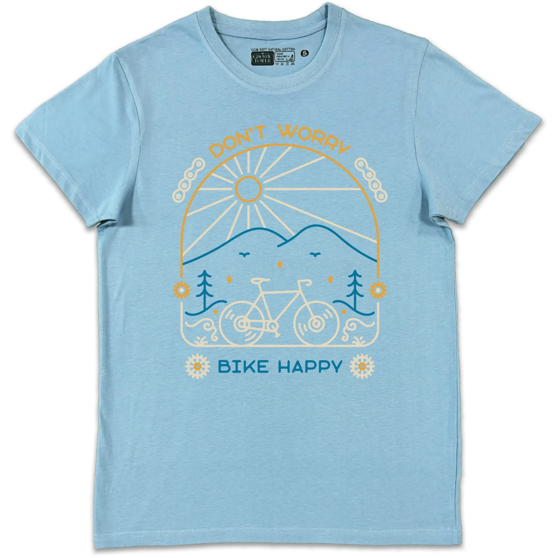 Bike Happy - T Shirt Unisex Azzurro (XS)
