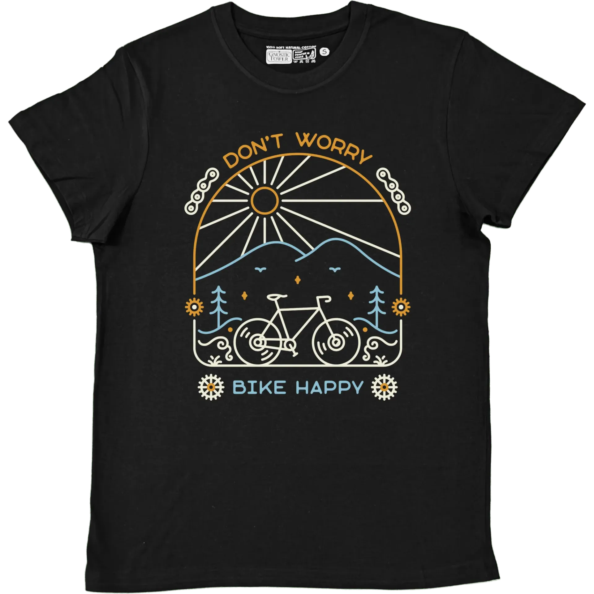 Bike Happy - T Shirt Unisex Nero (XS)