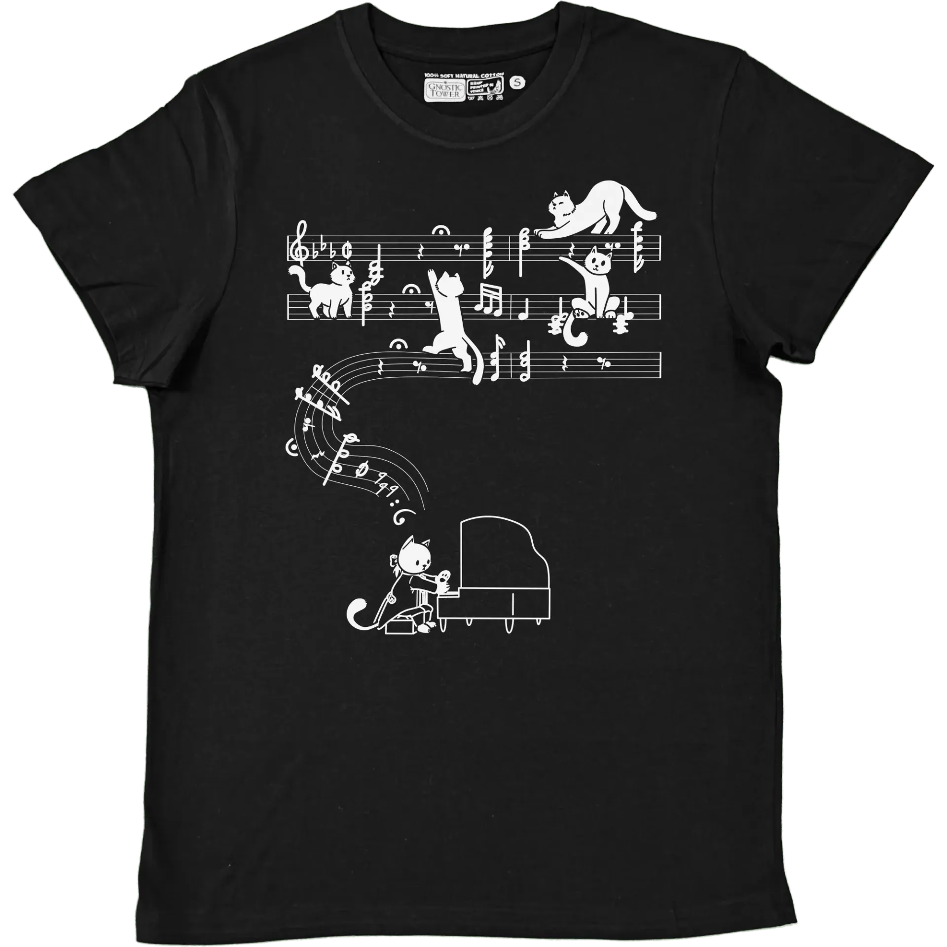 Meowzart - T Shirt Unisex Black (XS)