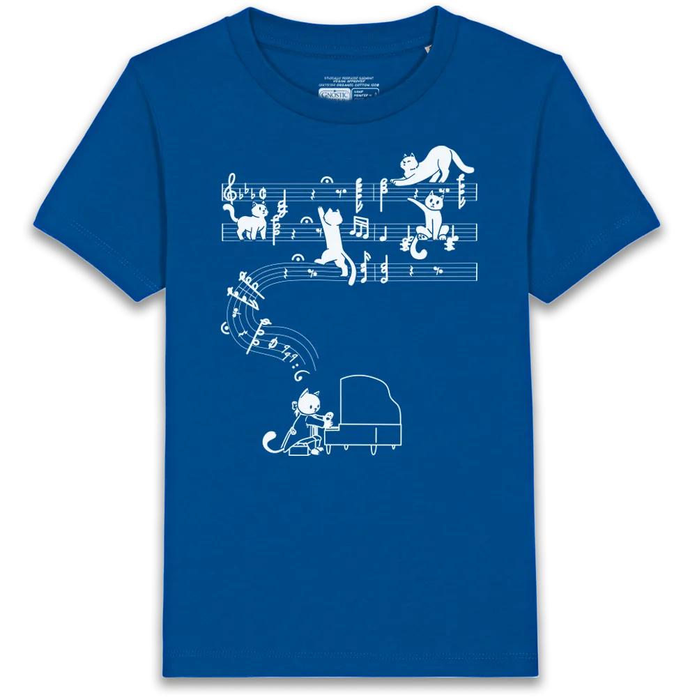 Meowzart - T Shirt Bambino Blu Zaffiro (3-4)