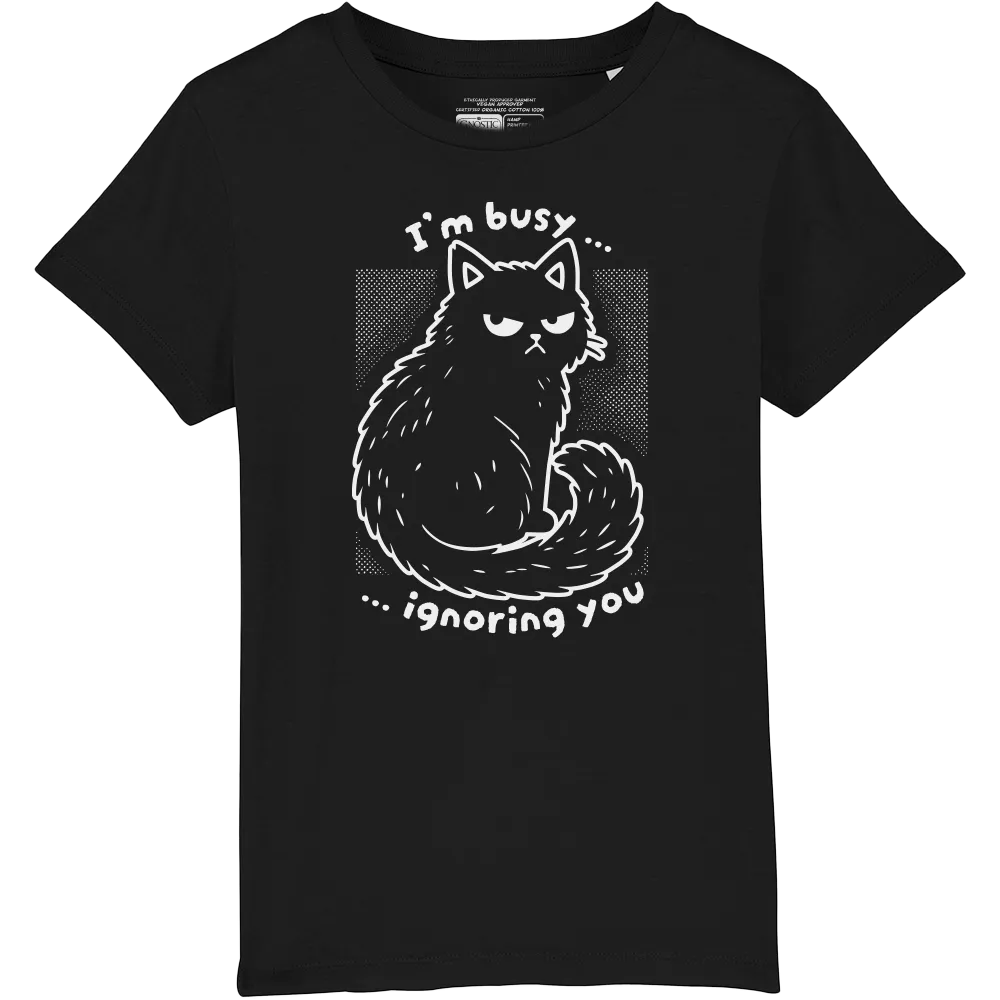 Busy Cat - Kids’ T Shirt Black (3-4)