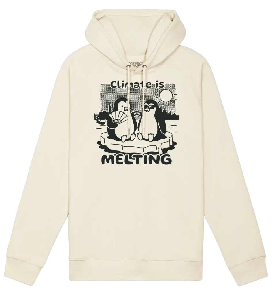 Climate is Melting - Felpa con Cappuccio Naturale Grezzo