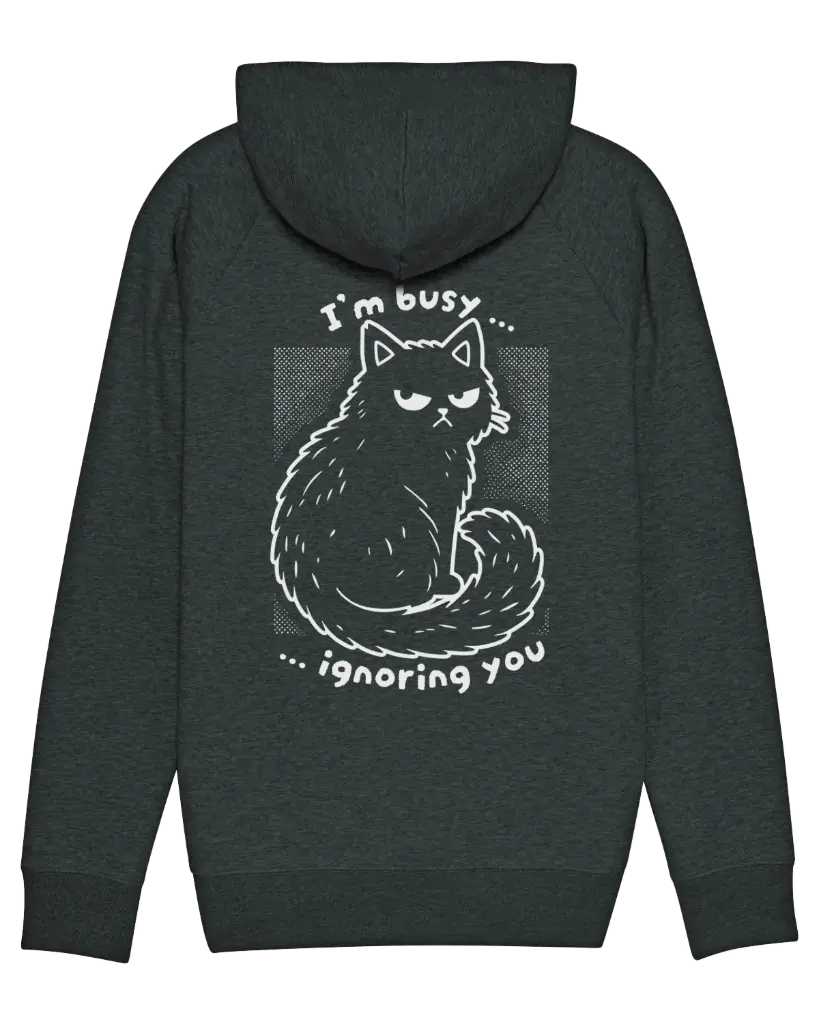 Busy Cat - Hoodie Dark Heather (S)