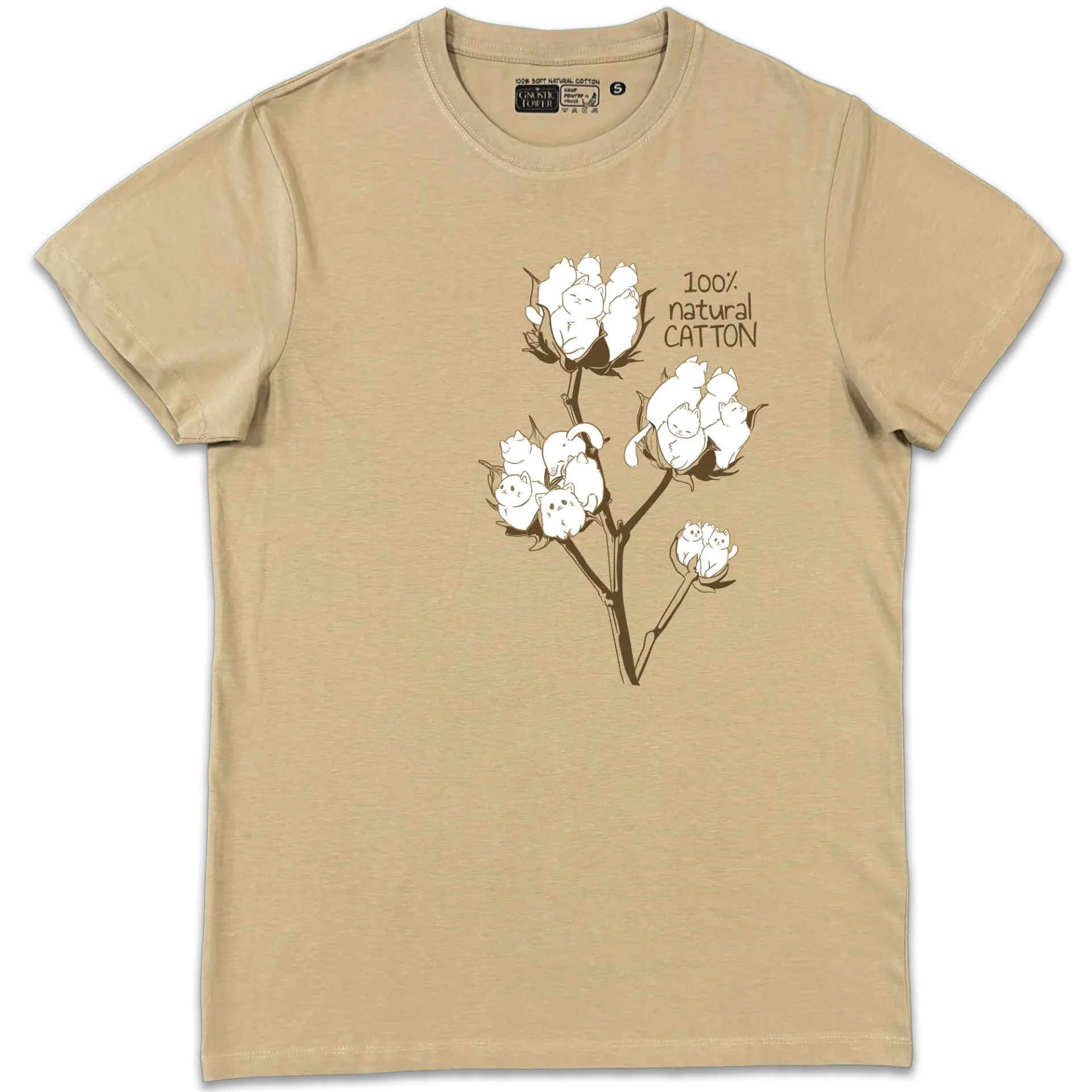 100% Natural CAT-ton - T Shirt Unisex Sabbia